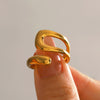 Wholesale Women's Stainless Steel Simple Hollow Geometric Opening Adjustable Hip Hop Ring With Electroplating