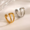 Wholesale Women's Stainless Steel Simple Hollow Geometric Opening Adjustable Hip Hop Ring With Electroplating