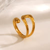 Wholesale Women's Stainless Steel Simple Hollow Geometric Opening Adjustable Hip Hop Ring With Electroplating