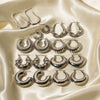 Wholesale Women's Stainless Steel Smooth Hollow Hoop Earrings With Geometric Design And Electroplating