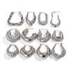 Wholesale Women's Stainless Steel Smooth Hollow Hoop Earrings With Geometric Design And Electroplating