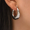 Wholesale Women's Stainless Steel Smooth Hollow Hoop Earrings With Geometric Design And Electroplating