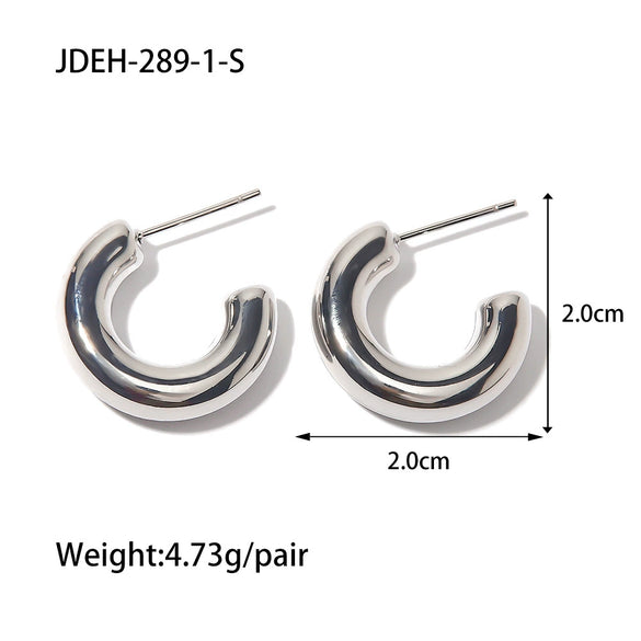 Wholesale Women's Stainless Steel Smooth Hollow Hoop Earrings With Geometric Design And Electroplating