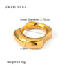 Wholesale Women's Stainless Steel Smooth Ring With Geometric Pattern In French Retro Style And Electroplating Treatment