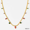 Wholesale Women's Stainless Steel Snake Bone Chain Jewelry Set With Colored Zircon Love Water Drops Bell Pattern Electroplated Tassel Necklace And Anklet
