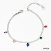 Wholesale Women's Stainless Steel Snake Bone Chain Jewelry Set With Colored Zircon Love Water Drops Bell Pattern Electroplated Tassel Necklace And Anklet