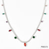 Wholesale Women's Stainless Steel Snake Bone Chain Jewelry Set With Colored Zircon Love Water Drops Bell Pattern Electroplated Tassel Necklace And Anklet