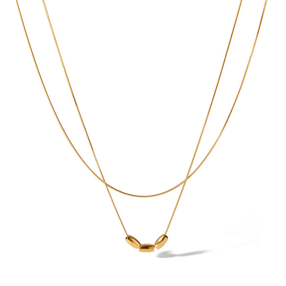 Wholesale Women's Stainless Steel Snake Bone Chain Necklace With Geometric Pattern And Electroplating Treatment