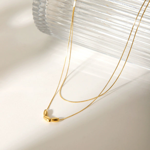 Wholesale Women's Stainless Steel Snake Bone Chain Necklace With Geometric Pattern And Electroplating Treatment