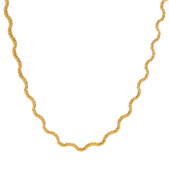 Wholesale Women's Stainless Steel Snake Chain Clavicle Chain With Curved Bend Design And Pvd Furnace Vacuum Real Gold Plating