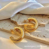 Wholesale Women's Stainless Steel Snake Pattern Cshaped Exaggerated Earrings With 18K Real Gold Electroplating Light Luxury Style