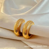 Wholesale Women's Stainless Steel Snake Pattern Cshaped Exaggerated Earrings With 18K Real Gold Electroplating Light Luxury Style