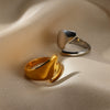 Wholesale Women's Stainless Steel Snake Shaped Open Ring With Irregular Curve Geometric Arc Design Electroplated Non Fading