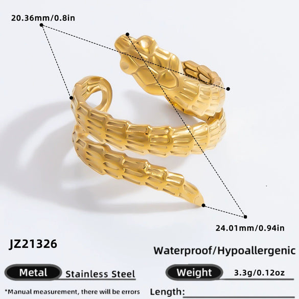 Wholesale Women's Stainless Steel Snakeshaped Animal Zodiac Ring With 18K Colorpreserving Electroplating
