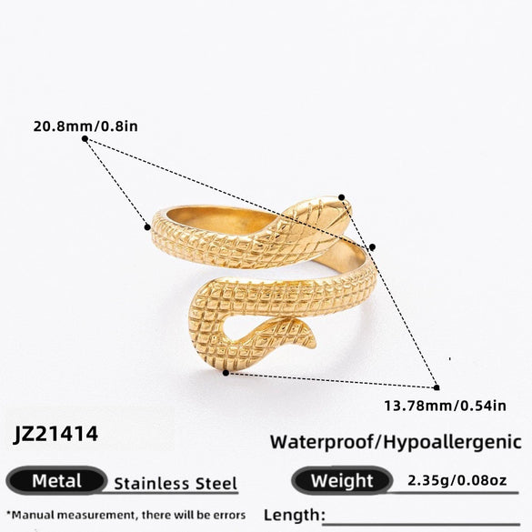 Wholesale Women's Stainless Steel Snakeshaped Animal Zodiac Ring With 18K Colorpreserving Electroplating
