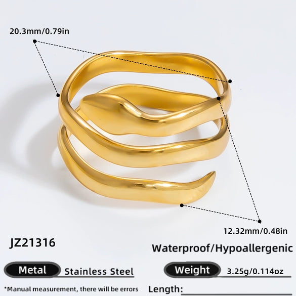 Wholesale Women's Stainless Steel Snakeshaped Animal Zodiac Ring With 18K Colorpreserving Electroplating