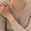 Wholesale Women's Stainless Steel Square Chain Bracelet With Geometric Pattern And Electroplating Treatment In Ins Style
