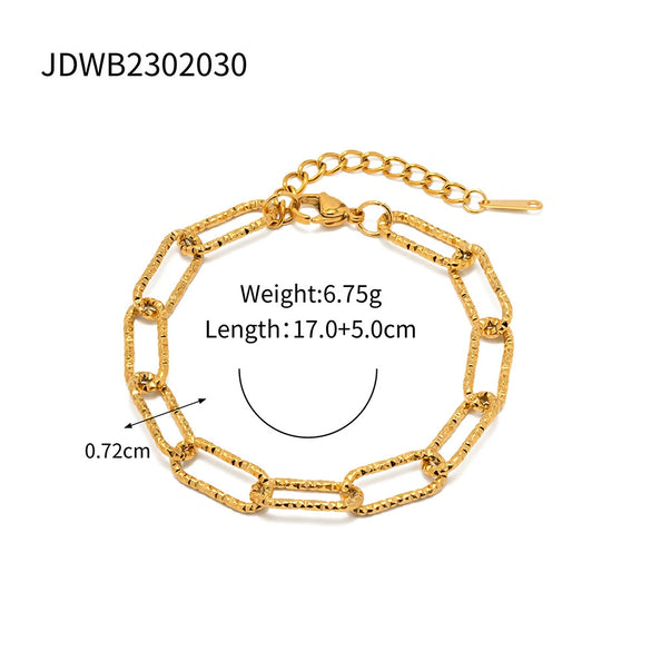 Wholesale Women's Stainless Steel Square Chain Bracelet With Geometric Pattern And Electroplating Treatment In Ins Style