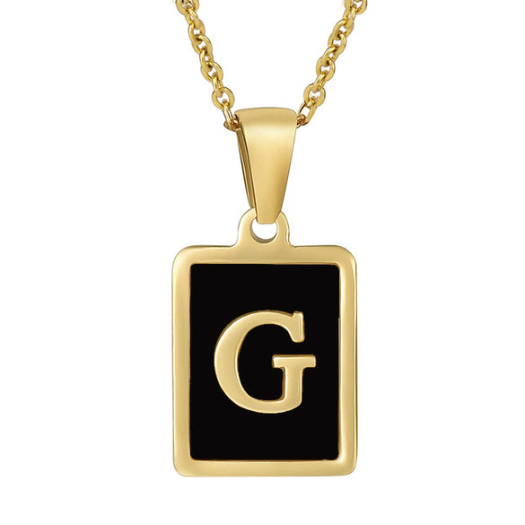 Wholesale Women's Stainless Steel Square Drop Letter Pendant Necklace With Titanium Steel Pendant And Electroplating Treatment And Dripping Oil Process