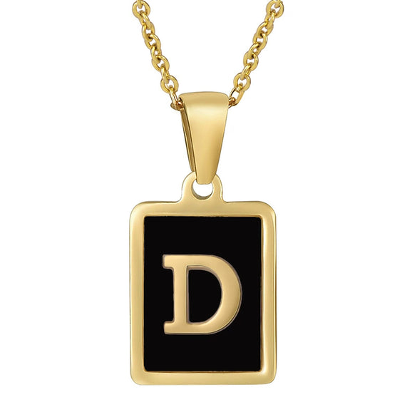 Wholesale Women's Stainless Steel Square Drop Letter Pendant Necklace With Titanium Steel Pendant And Electroplating Treatment And Dripping Oil Process