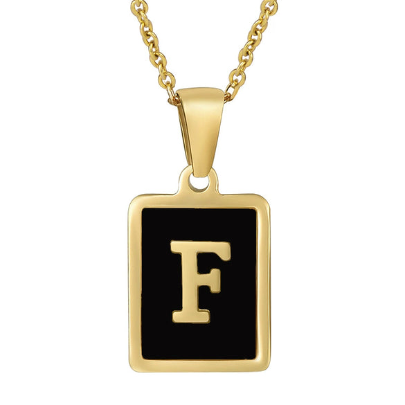 Wholesale Women's Stainless Steel Square Drop Letter Pendant Necklace With Titanium Steel Pendant And Electroplating Treatment And Dripping Oil Process