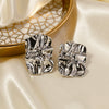 Wholesale Women's Stainless Steel Square Geometric Retro Electroplated Earrings