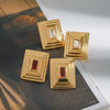 Wholesale Women's Stainless Steel Square Geometric Zircon Earrings With Original Design And Electroplating