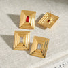 Wholesale Women's Stainless Steel Square Geometric Zircon Earrings With Original Design And Electroplating