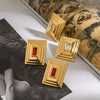 Wholesale Women's Stainless Steel Square Geometric Zircon Earrings With Original Design And Electroplating