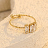 Wholesale Women's Stainless Steel Square Zircon Open Ring Light Luxury Style Electroplated Jewelry