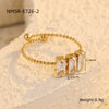 Wholesale Women's Stainless Steel Square Zircon Open Ring Light Luxury Style Electroplated Jewelry