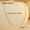 Wholesale Women's Stainless Steel Stacked Oildropping Rice Bead Clavicle Necklace With Electroplating Treatment