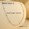 Wholesale Women's Stainless Steel Stacked Oildropping Rice Bead Clavicle Necklace With Electroplating Treatment