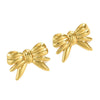 Wholesale Women's Stainless Steel Stamped Bow Tie Earrings With Hydraulic Design