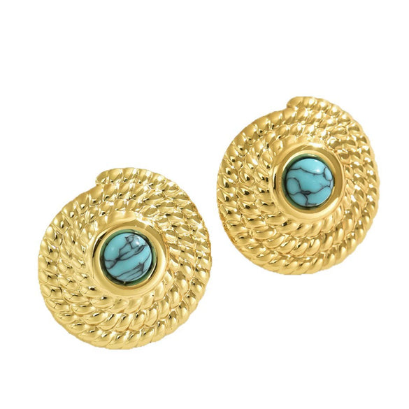 Wholesale Women's Stainless Steel Stamped Geometric Earrings Retro Personality Light Luxury