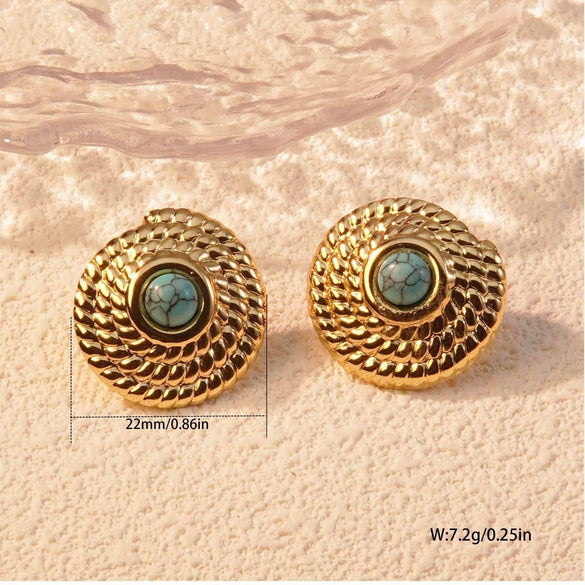 Wholesale Women's Stainless Steel Stamped Geometric Earrings Retro Personality Light Luxury
