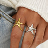 Wholesale Women's Stainless Steel Star And Starfish Design Pvd Furnace Vacuum Real Gold Plated Rings
