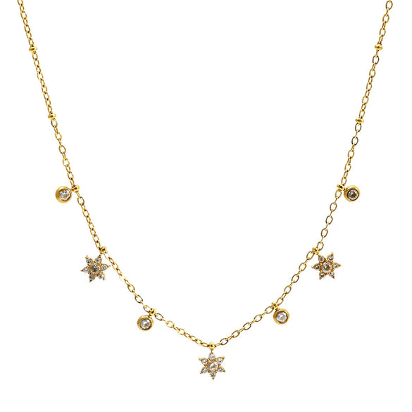 Wholesale Women's Stainless Steel Star Geometric Zirconia Clavicle Chain