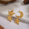 Wholesale Women's Stainless Steel Star Pattern Hammered Pvd Furnace Vacuum Real Gold Plated Stud Earrings Accessories