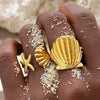 Wholesale Women's Stainless Steel Starfish Animal Style Opening Finger Ring With Electroplating