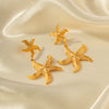 Wholesale Women's Stainless Steel Starfish Pendant Earrings With Electroplating And Geometric Design