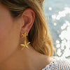 Wholesale Women's Stainless Steel Starfish Pendant Earrings With Electroplating And Geometric Design