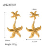 Wholesale Women's Stainless Steel Starfish Pendant Earrings With Electroplating And Geometric Design