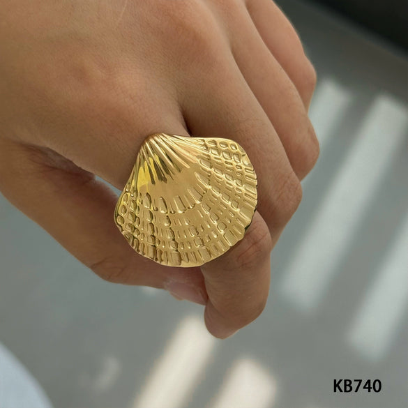Wholesale Women's Stainless Steel Starfish Shell Ring Classic Light Luxury With Electroplating Marine Series Animal Pattern