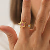 Wholesale Women's Stainless Steel Starshaped Zirconia Inlaid Open Ring Hand Jewelry