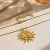Wholesale Women's Stainless Steel Sunflower Pendant Necklace With Pvd Furnace Vacuum Real Gold Plating