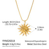 Wholesale Women's Stainless Steel Sunflower Pendant Necklace With Pvd Furnace Vacuum Real Gold Plating