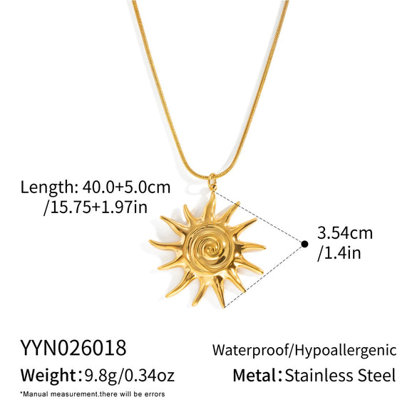Wholesale Women's Stainless Steel Sunflower Pendant Necklace With Pvd Furnace Vacuum Real Gold Plating