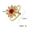 Wholesale Women's Stainless Steel Sunflower Shaped Light Luxury Ring 18K Gold Plated Electroplated