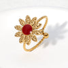 Wholesale Women's Stainless Steel Sunflower Shaped Light Luxury Ring 18K Gold Plated Electroplated